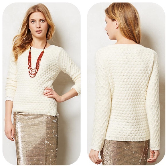 Anthropologie Sweaters - Anthropologie Field and Flower Cream Knit Sweater Large